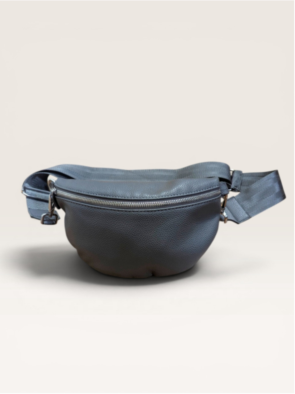 Von Lamezan Gray Pebbled Faux Leather Crossbody Bag Fanny Pack